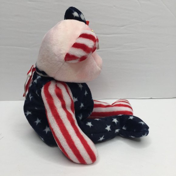 Vintage Ty Beanie Babies July 4 1999 Spangle USA Teddy Bear Red White Blue Stars - Picture 5 of 11